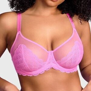 HSIA Mermaid Scales Lace Pink Unlined Bra Size 34DD